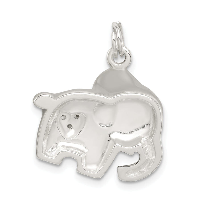Lovely Rita's Pendants & Charms Sterling Silver CZ Grey Enameled Elephant Charm