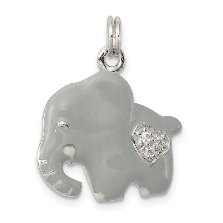 Lovely Rita's Pendants & Charms Sterling Silver CZ Grey Enameled Elephant Charm