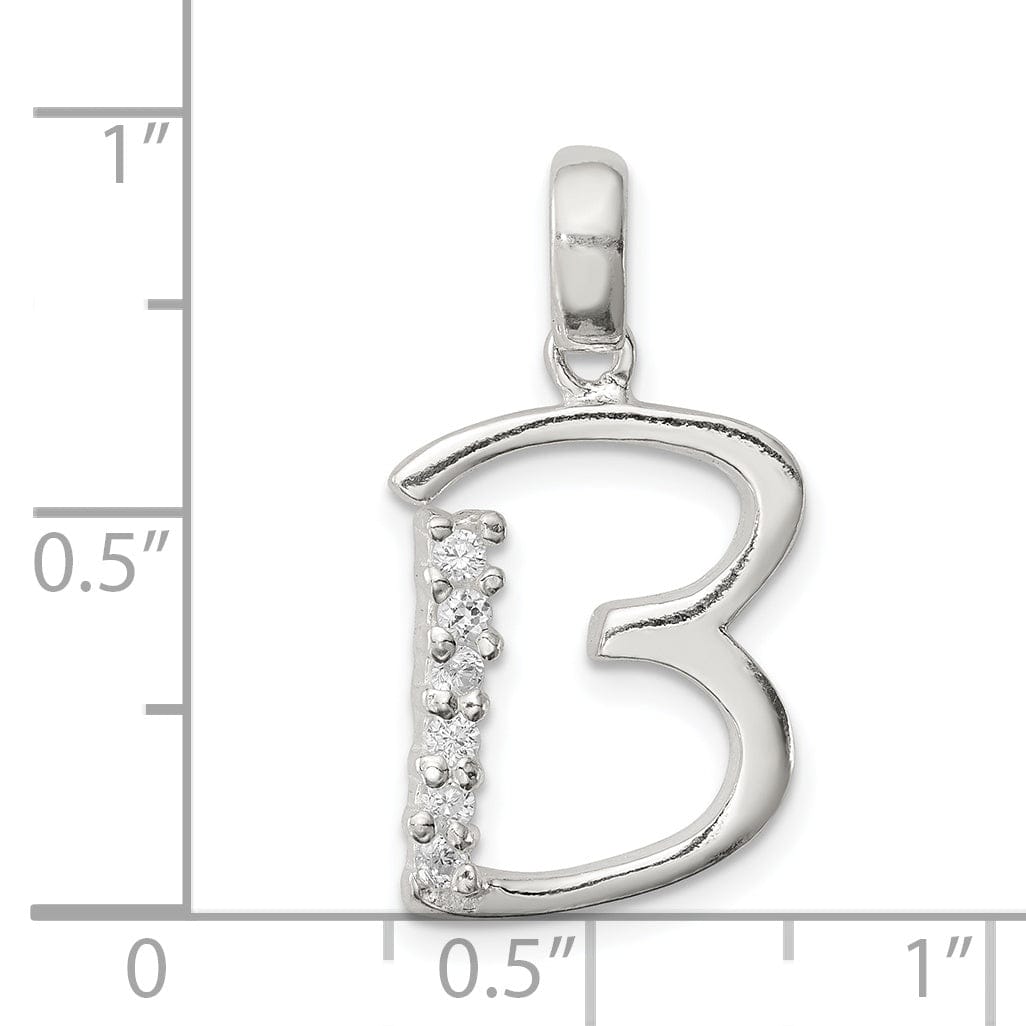 Lovely Rita's Pendants & Charms Sterling Silver CZ Initial B Charm Pendant