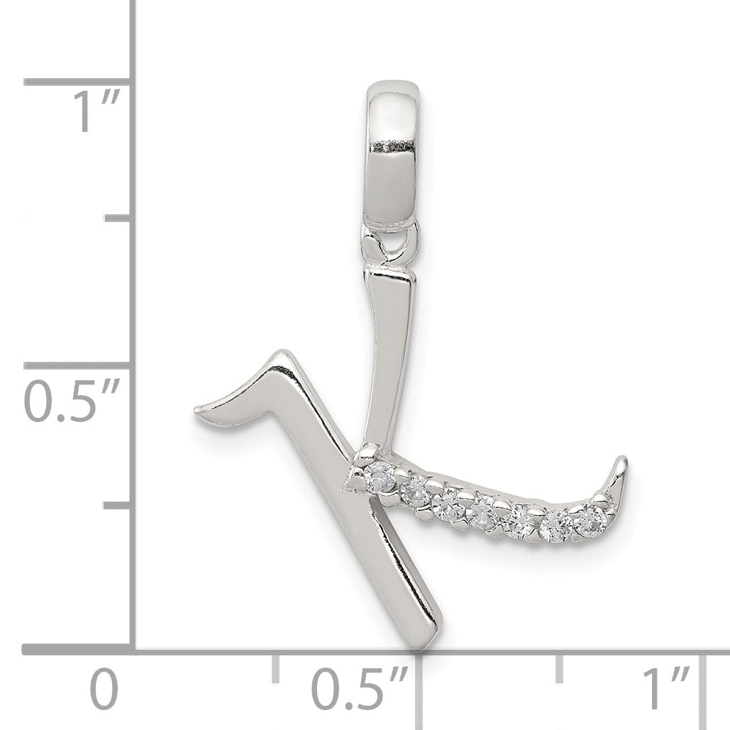 Lovely Rita's Pendants & Charms Sterling Silver CZ Initial K Charm Pendant