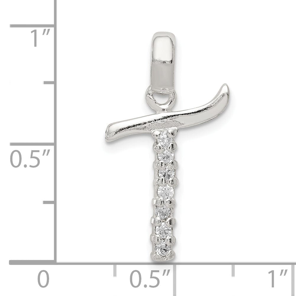 Lovely Rita's Pendants & Charms Sterling Silver CZ Initial T Charm Pendant