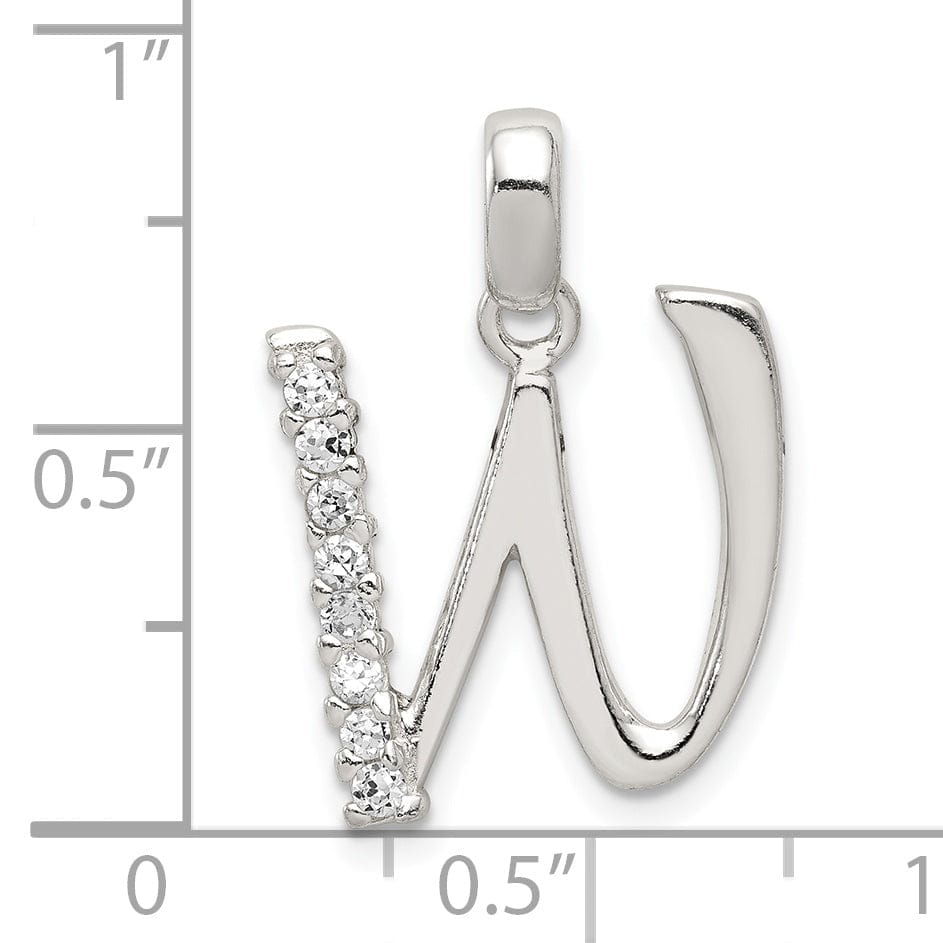 Lovely Rita's Pendants & Charms Sterling Silver CZ Initial W Charm Pendant