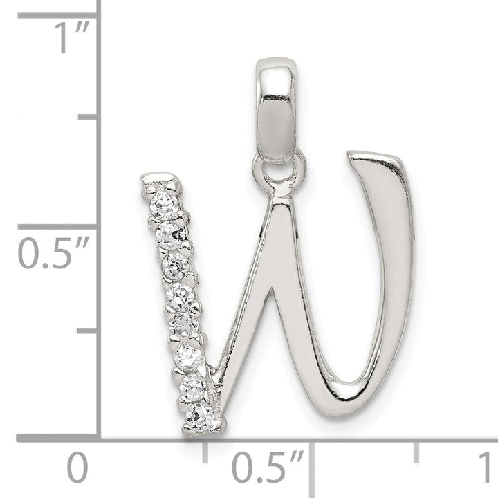 Lovely Rita's Pendants & Charms Sterling Silver CZ Initial W Charm Pendant