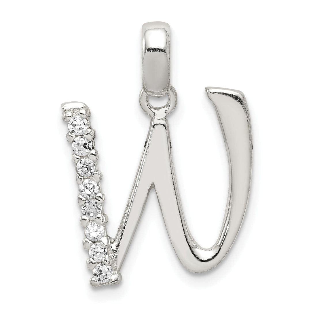 Lovely Rita's Pendants & Charms Sterling Silver CZ Initial W Charm Pendant
