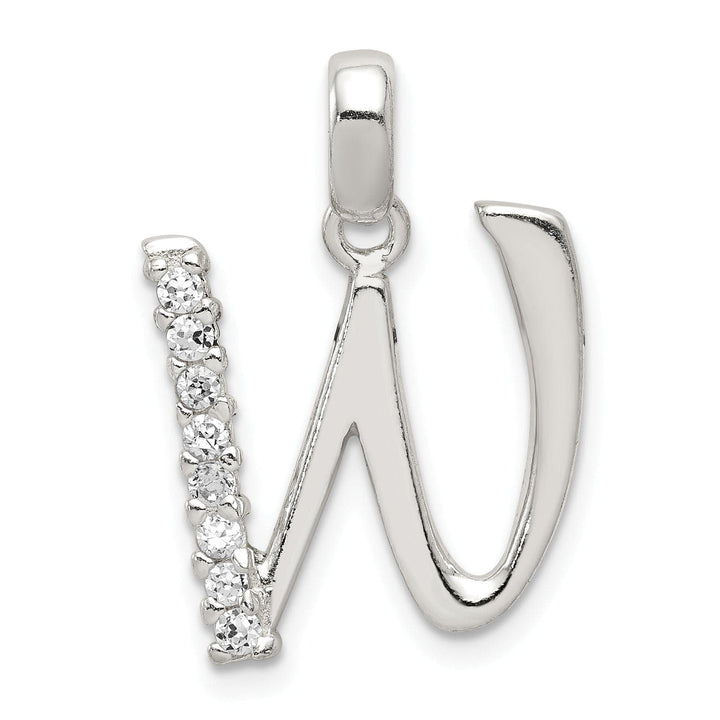 Lovely Rita's Pendants & Charms Sterling Silver CZ Initial W Charm Pendant