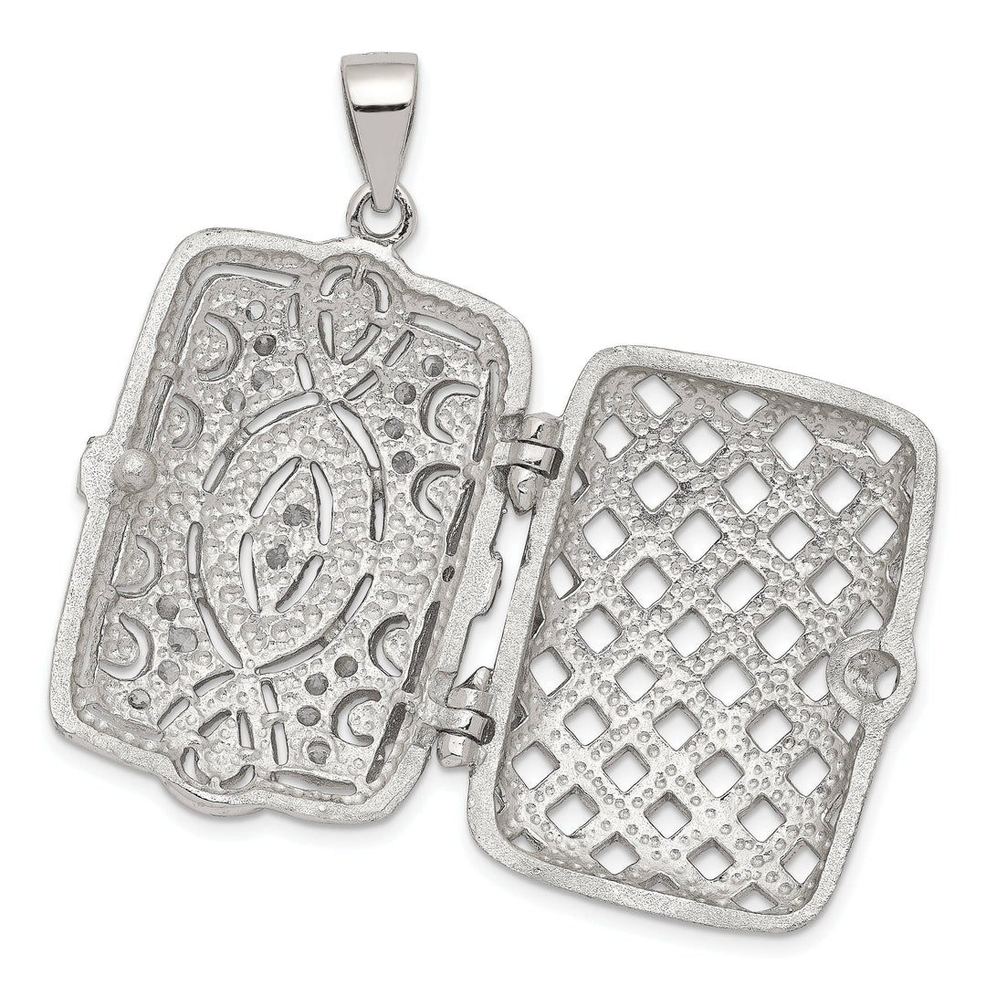 Lovely Rita's Pendants & Charms Sterling Silver CZ Oval Design Square Locket Pendant