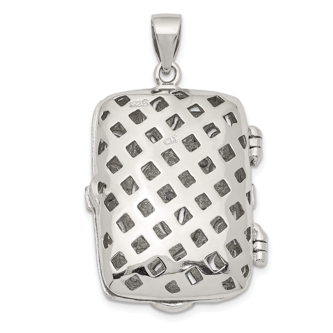 Lovely Rita's Pendants & Charms Sterling Silver CZ Oval Design Square Locket Pendant