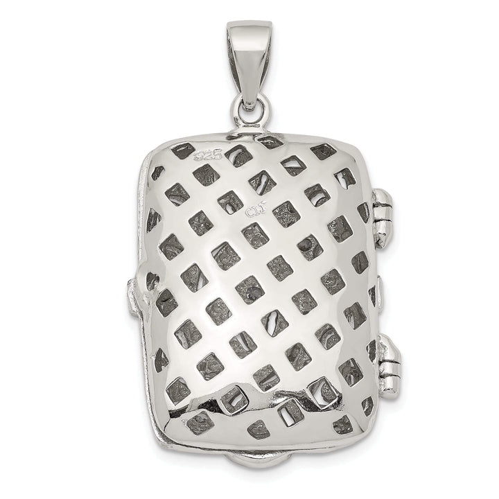 Lovely Rita's Pendants & Charms Sterling Silver CZ Oval Design Square Locket Pendant