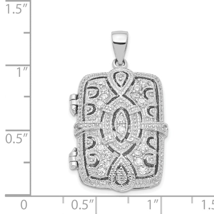 Lovely Rita's Pendants & Charms Sterling Silver CZ Oval Design Square Locket Pendant