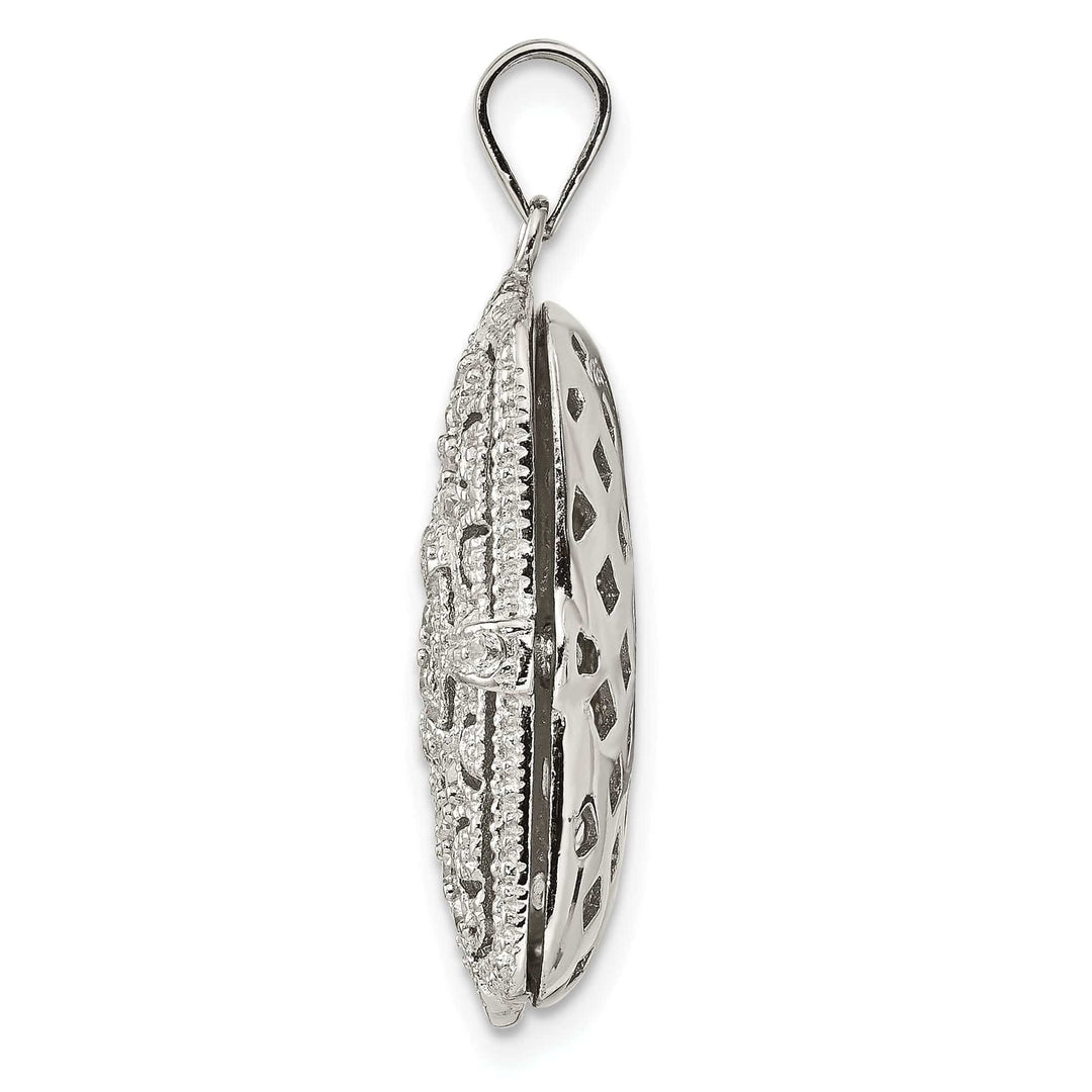 Lovely Rita's Pendants & Charms Sterling Silver CZ Oval Design Square Locket Pendant