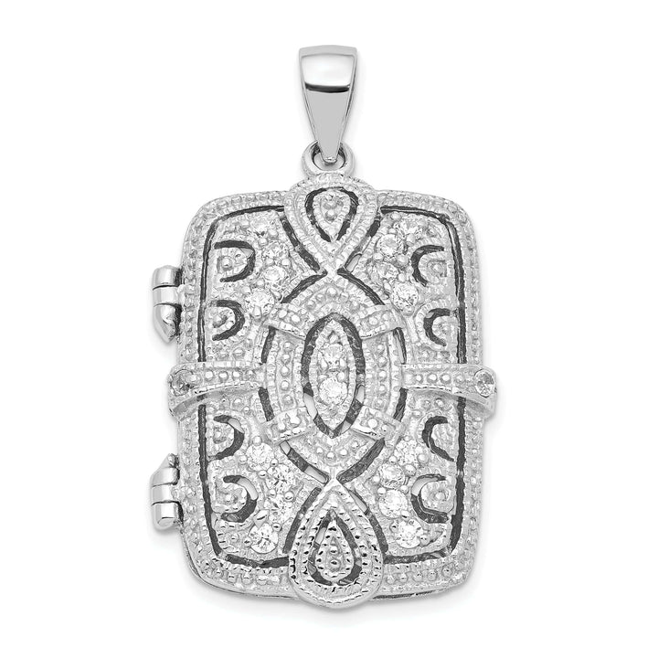 Lovely Rita's Pendants & Charms Sterling Silver CZ Oval Design Square Locket Pendant