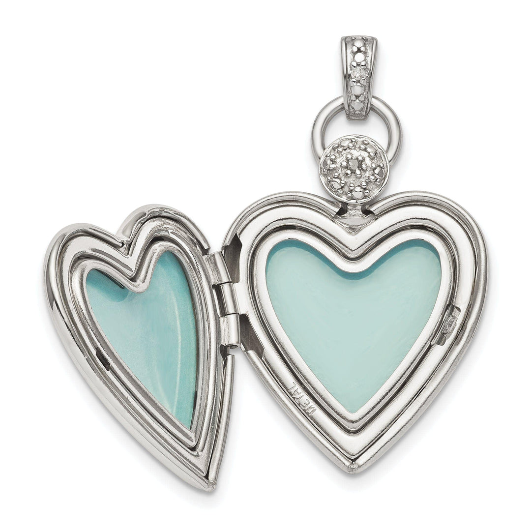 Lovely Rita's Pendants & Charms Sterling Silver Diamond Accented Satin Locket Pendant