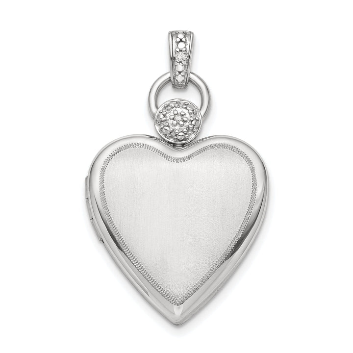 Lovely Rita's Pendants & Charms Sterling Silver Diamond Accented Satin Locket Pendant