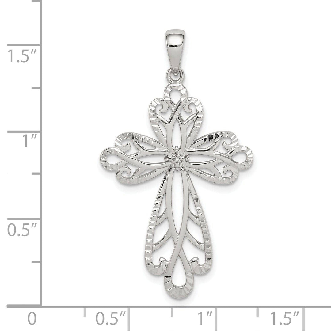 Lovely Rita's Pendants & Charms Sterling Silver Diamond and Diamond-cut Cross Pendant