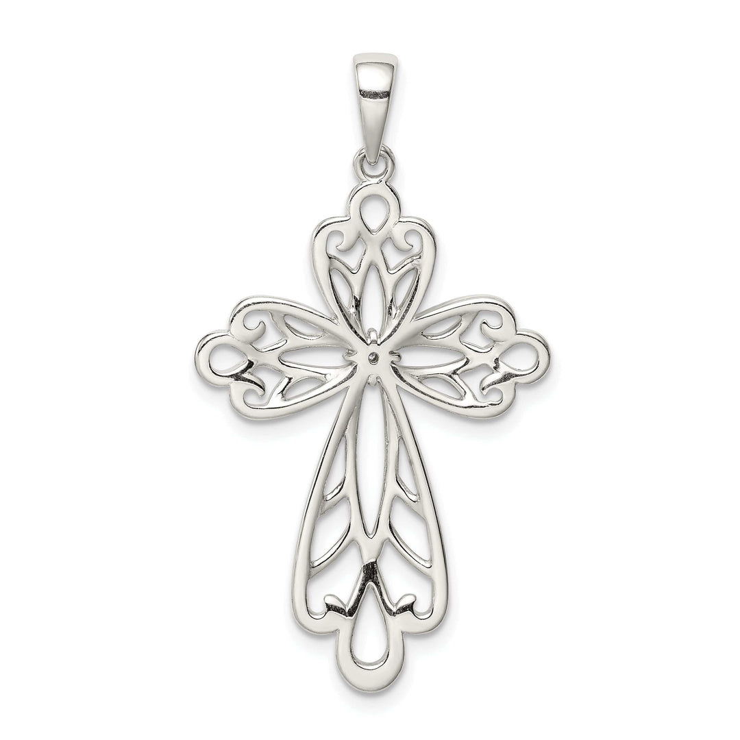 Lovely Rita's Pendants & Charms Sterling Silver Diamond and Diamond-cut Cross Pendant