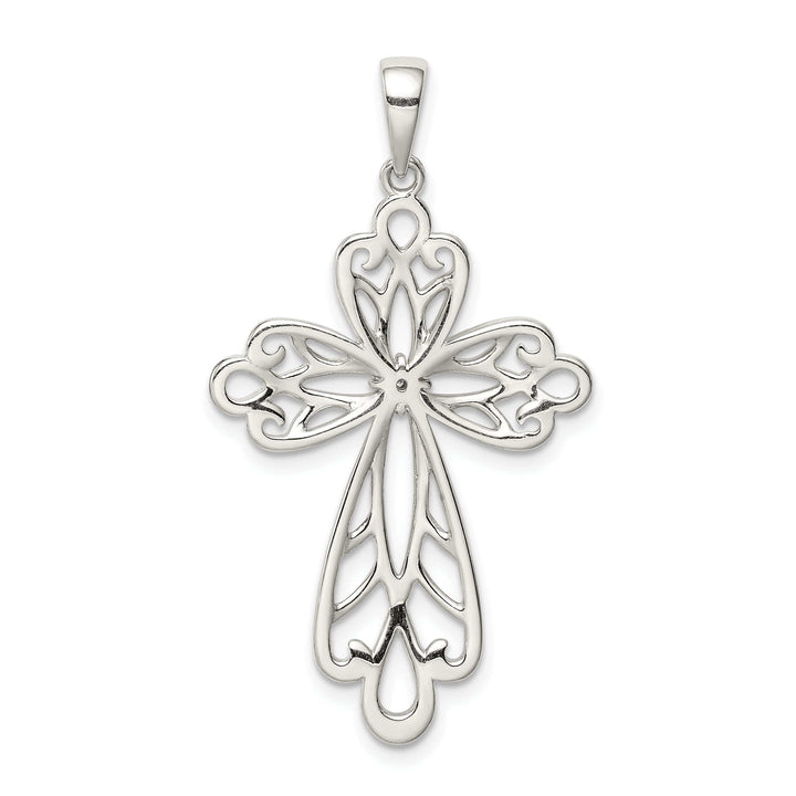 Lovely Rita's Pendants & Charms Sterling Silver Diamond and Diamond-cut Cross Pendant