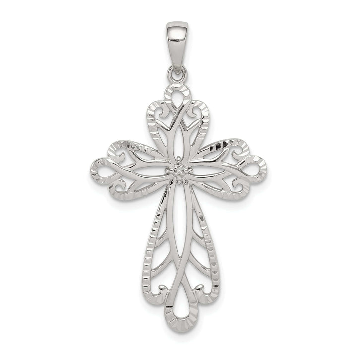 Lovely Rita's Pendants & Charms Sterling Silver Diamond and Diamond-cut Cross Pendant