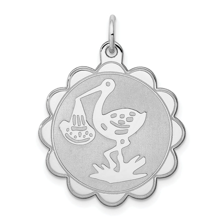 Lovely Rita's Pendants & Charms Sterling Silver Disc Stork Disc Charm Pendant