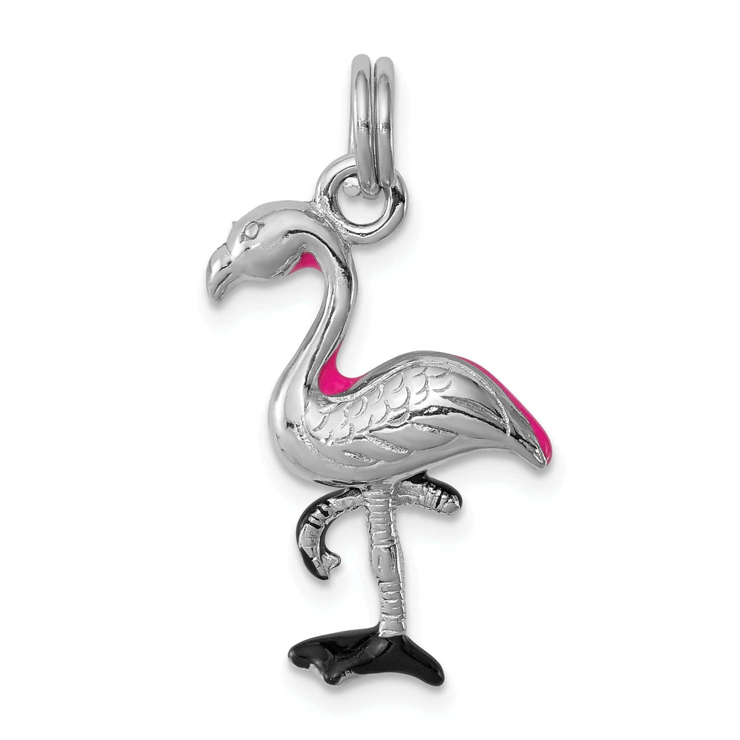 Lovely Rita's Pendants & Charms Sterling Silver Enamel 3-D Flamingo Charm