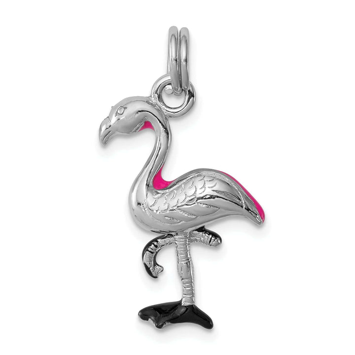 Lovely Rita's Pendants & Charms Sterling Silver Enamel 3-D Flamingo Charm