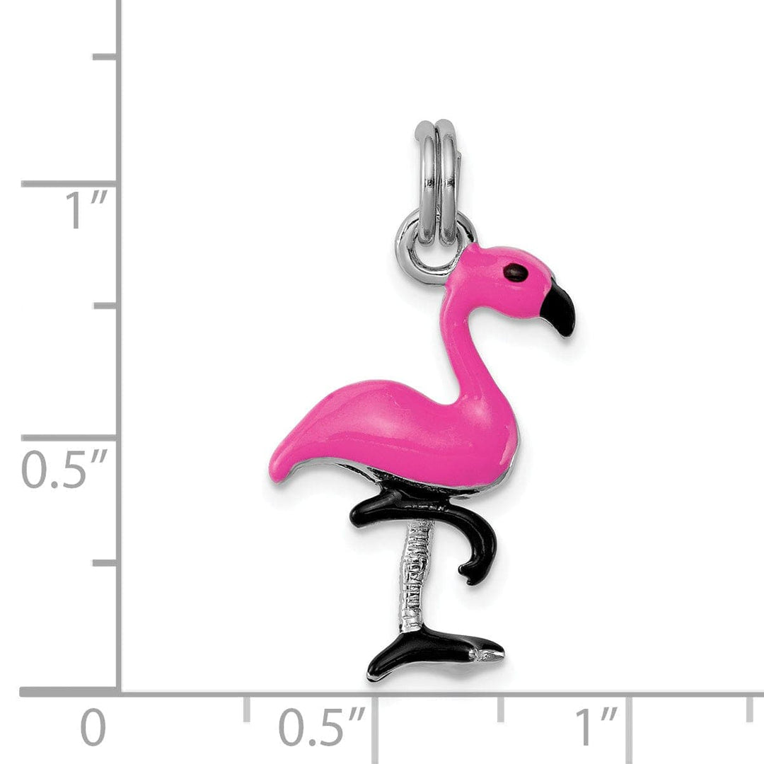 Lovely Rita's Pendants & Charms Sterling Silver Enamel 3-D Flamingo Charm