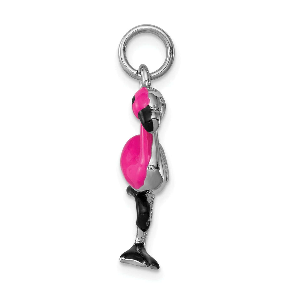 Lovely Rita's Pendants & Charms Sterling Silver Enamel 3-D Flamingo Charm