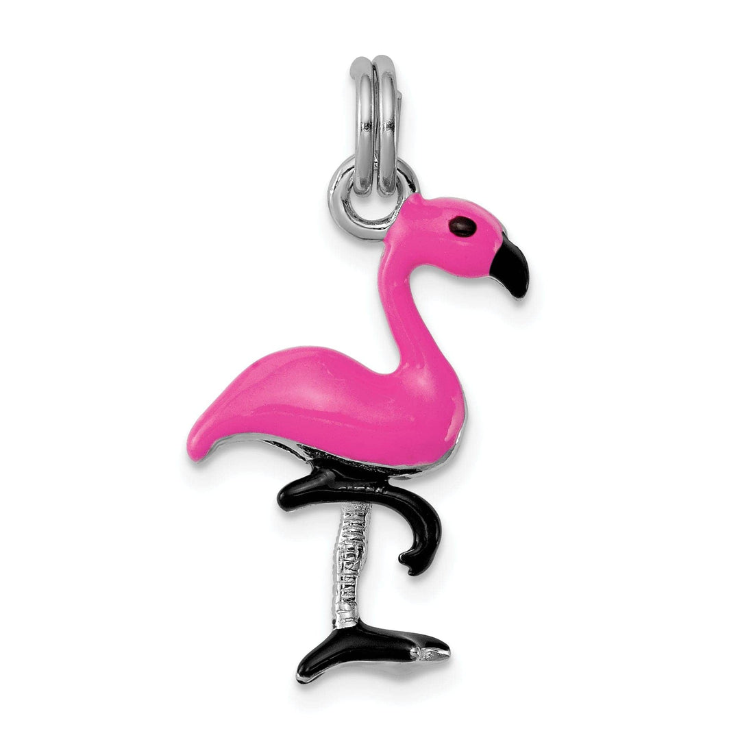 Lovely Rita's Pendants & Charms Sterling Silver Enamel 3-D Flamingo Charm