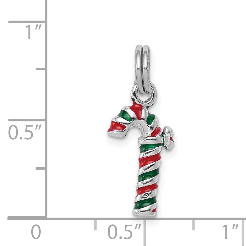 Lovely Rita's Pendants & Charms Sterling Silver Enamel Candy Cane Charm Pendant