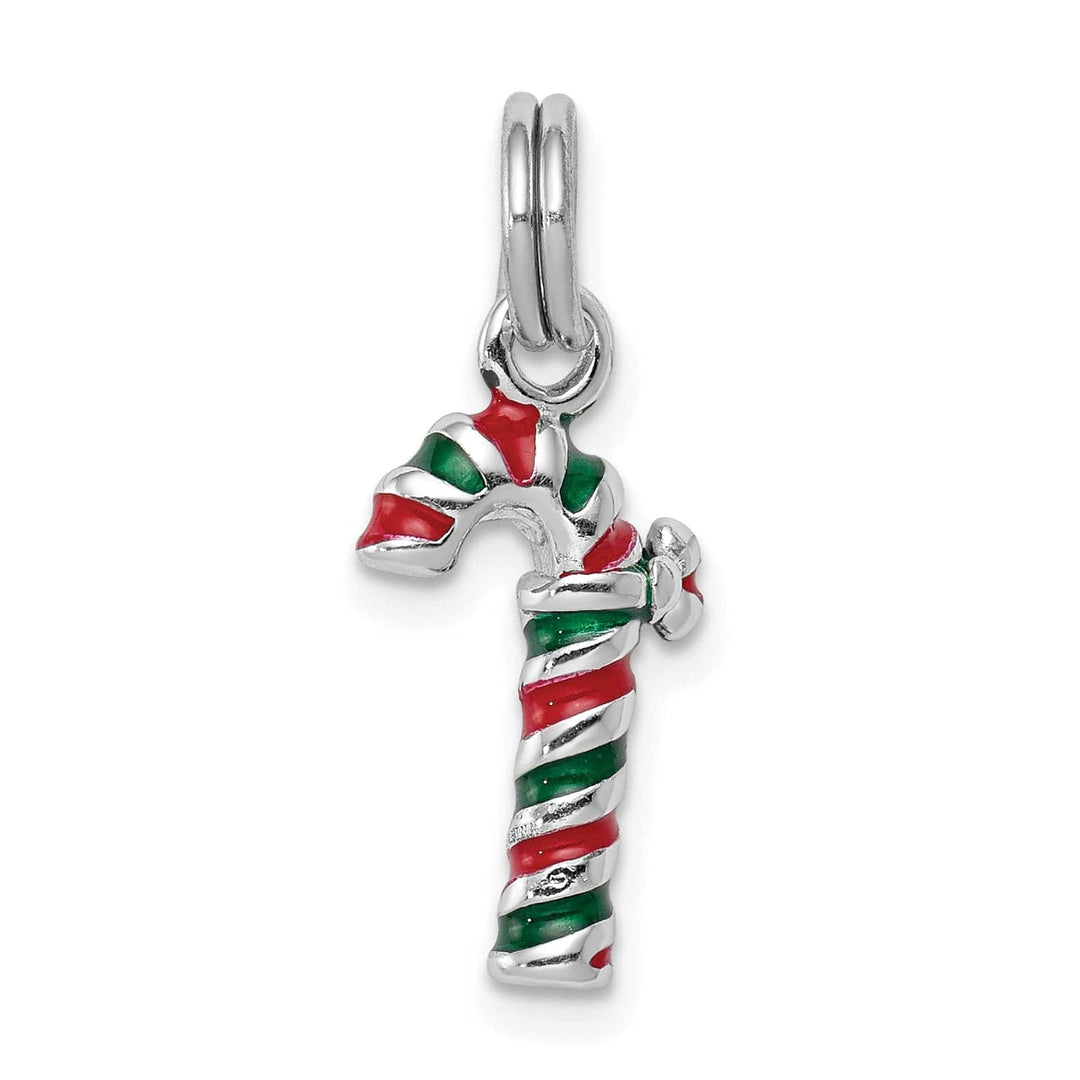 Lovely Rita's Pendants & Charms Sterling Silver Enamel Candy Cane Charm Pendant