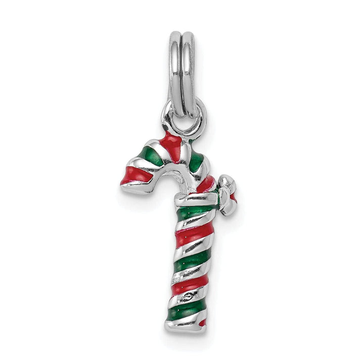 Lovely Rita's Pendants & Charms Sterling Silver Enamel Candy Cane Charm Pendant