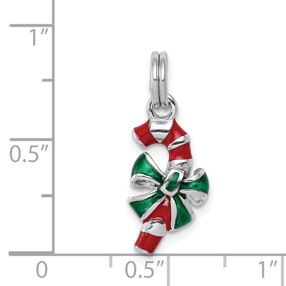 Lovely Rita's Pendants & Charms Sterling Silver Enamel Candy Cane Charm Pendant