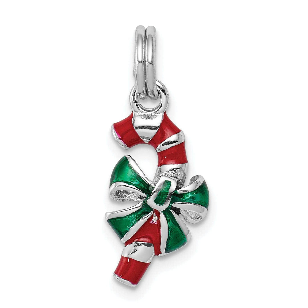 Lovely Rita's Pendants & Charms Sterling Silver Enamel Candy Cane Charm Pendant