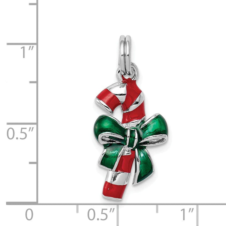 Lovely Rita's Pendants & Charms Sterling Silver Enamel Candy Cane Charm Pendant