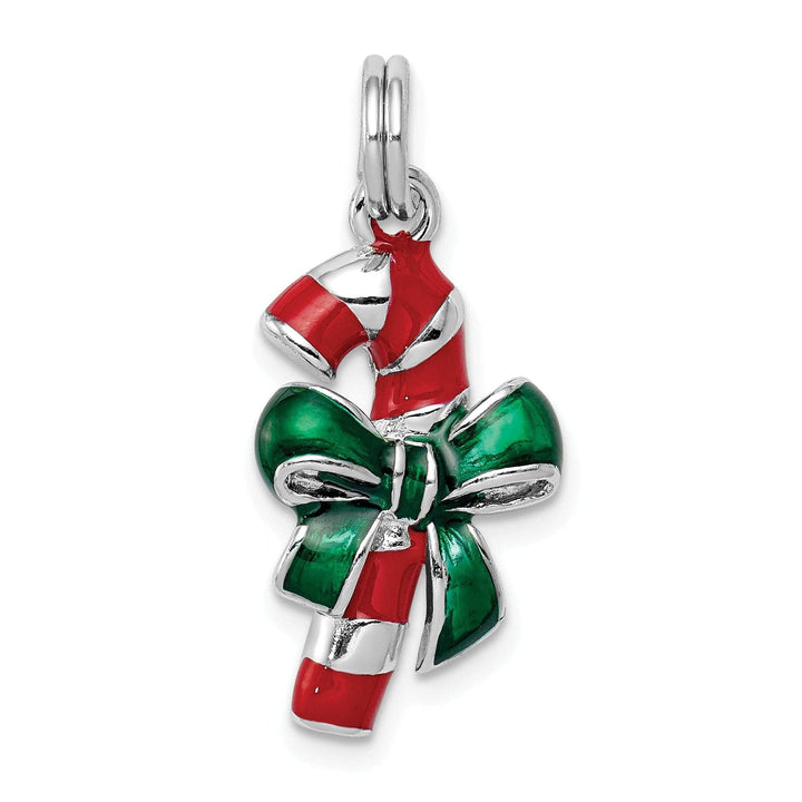 Lovely Rita's Pendants & Charms Sterling Silver Enamel Candy Cane Charm Pendant