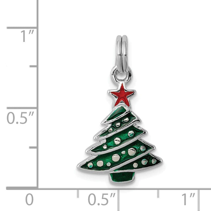 Lovely Rita's Pendants & Charms Sterling Silver Enamel Christmas Tree Pendant