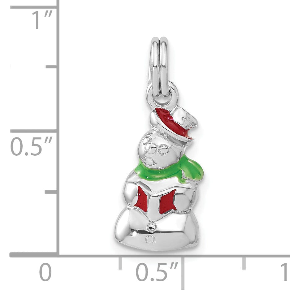 Lovely Rita's Pendants & Charms Sterling Silver Enamel Snowman Charm Pendant