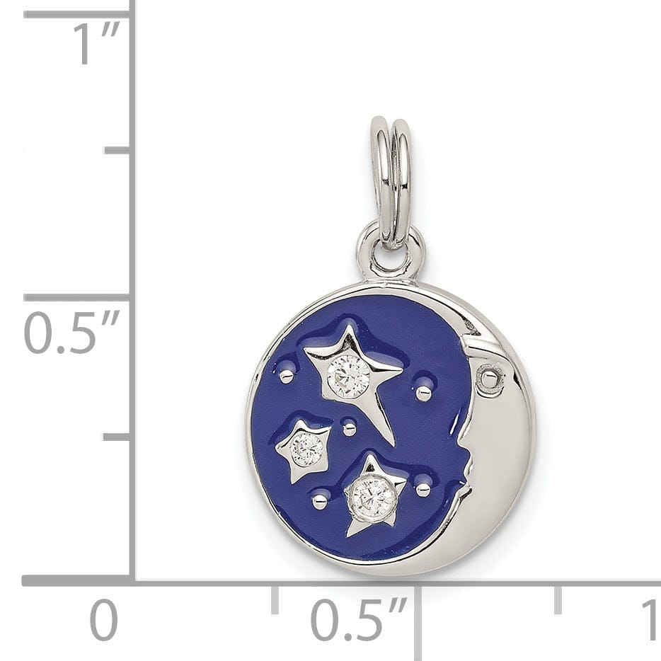 Lovely Rita's Pendants & Charms Sterling Silver Enameled and CZ Moon Star Charm