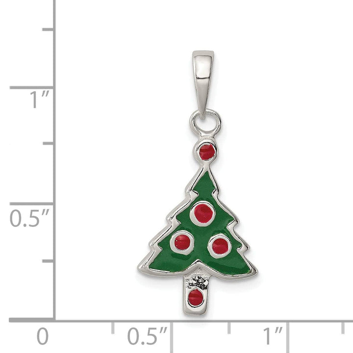 Lovely Rita's Pendants & Charms Sterling Silver Enameled Christmas Tree Pendant
