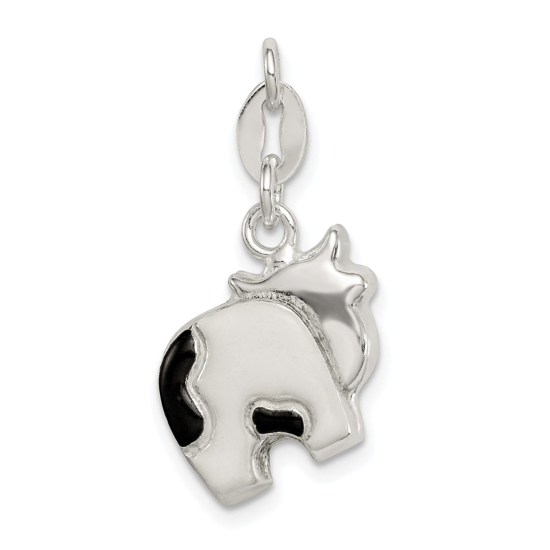 Lovely Rita's Pendants & Charms Sterling Silver Enameled Cow Charm Pendant