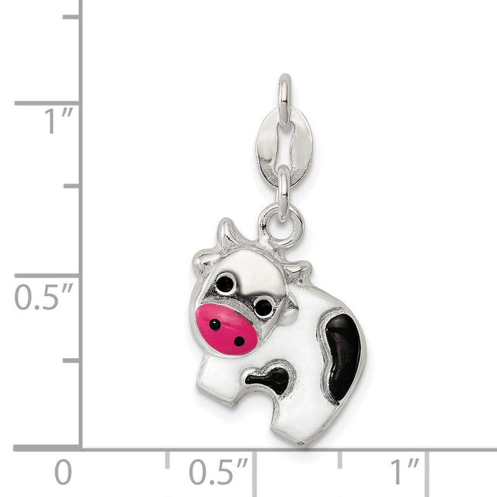 Lovely Rita's Pendants & Charms Sterling Silver Enameled Cow Charm Pendant