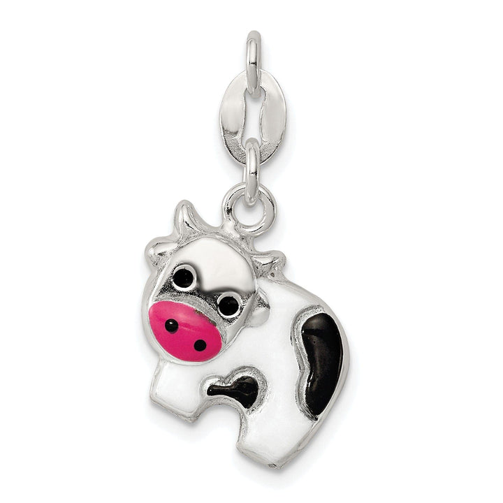 Lovely Rita's Pendants & Charms Sterling Silver Enameled Cow Charm Pendant