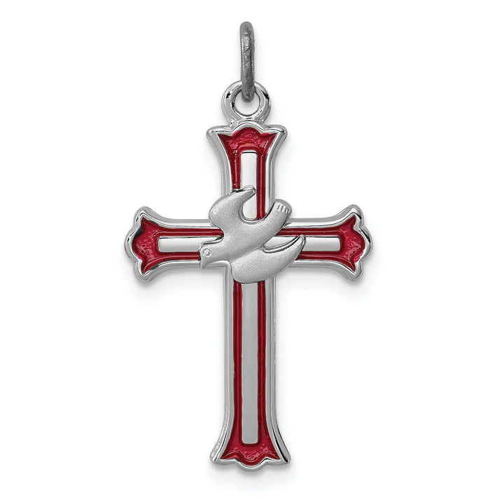 Lovely Rita's Pendants & Charms Sterling Silver Enameled Cross Dove Charm