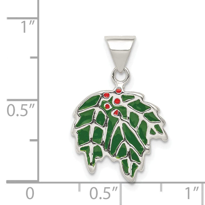 Lovely Rita's Pendants & Charms Sterling Silver Enameled Holly Charm Pendant
