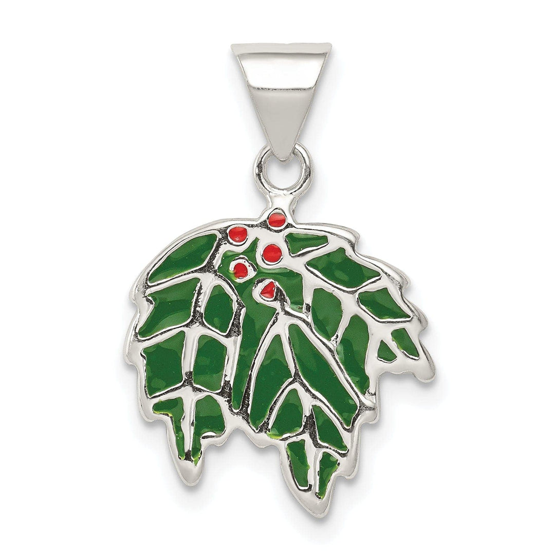 Lovely Rita's Pendants & Charms Sterling Silver Enameled Holly Charm Pendant