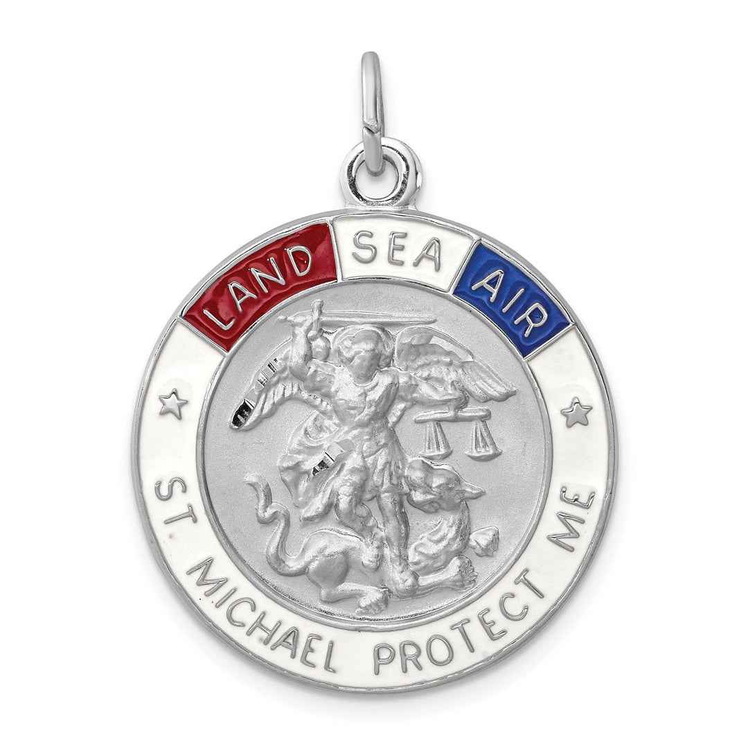 Lovely Rita's Pendants & Charms Sterling Silver Enameled Saint Michael Medal