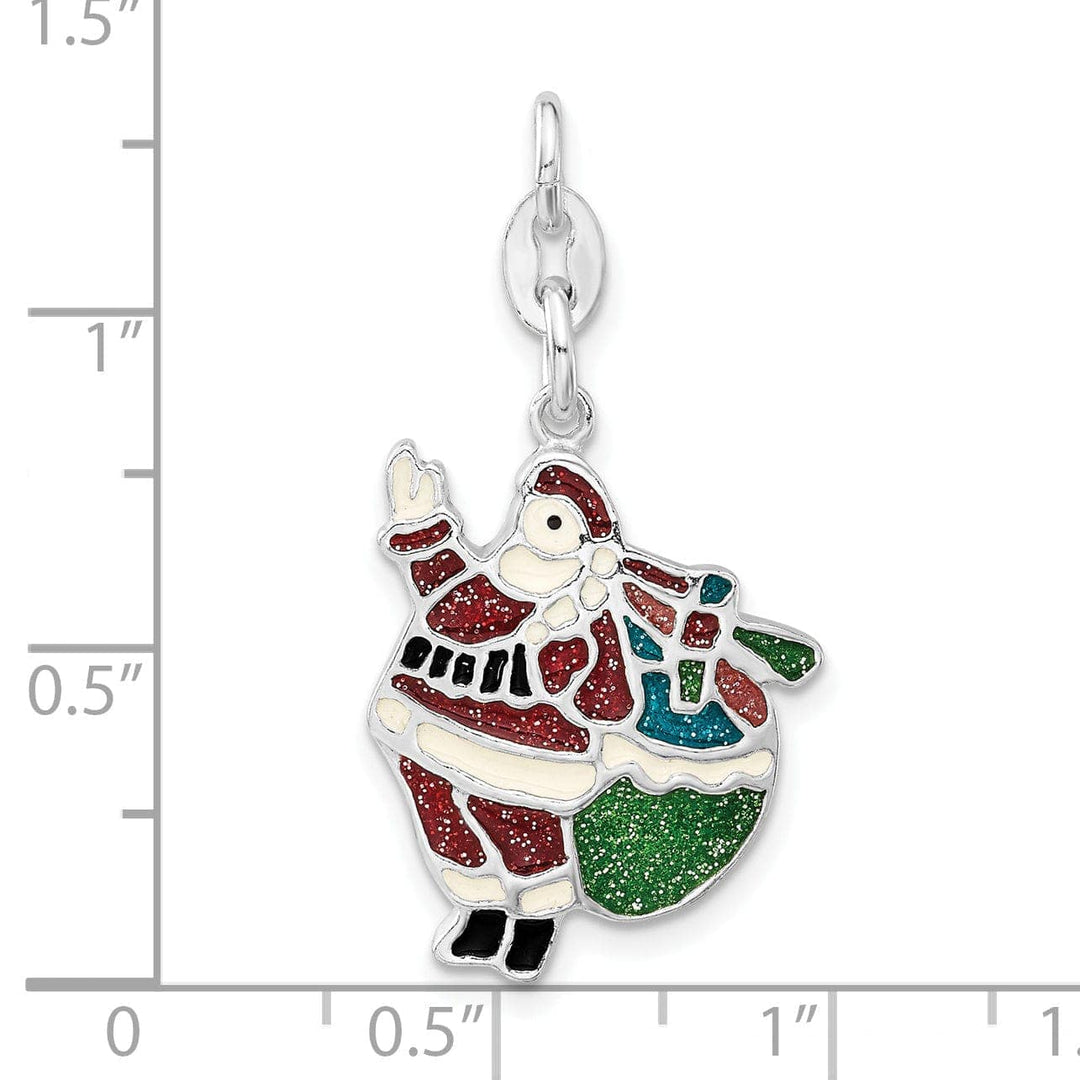 Lovely Rita's Pendants & Charms Sterling Silver Enameled Santa Charm Pendant