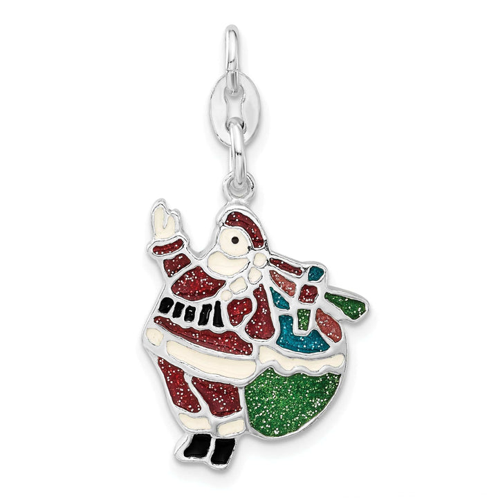 Lovely Rita's Pendants & Charms Sterling Silver Enameled Santa Charm Pendant
