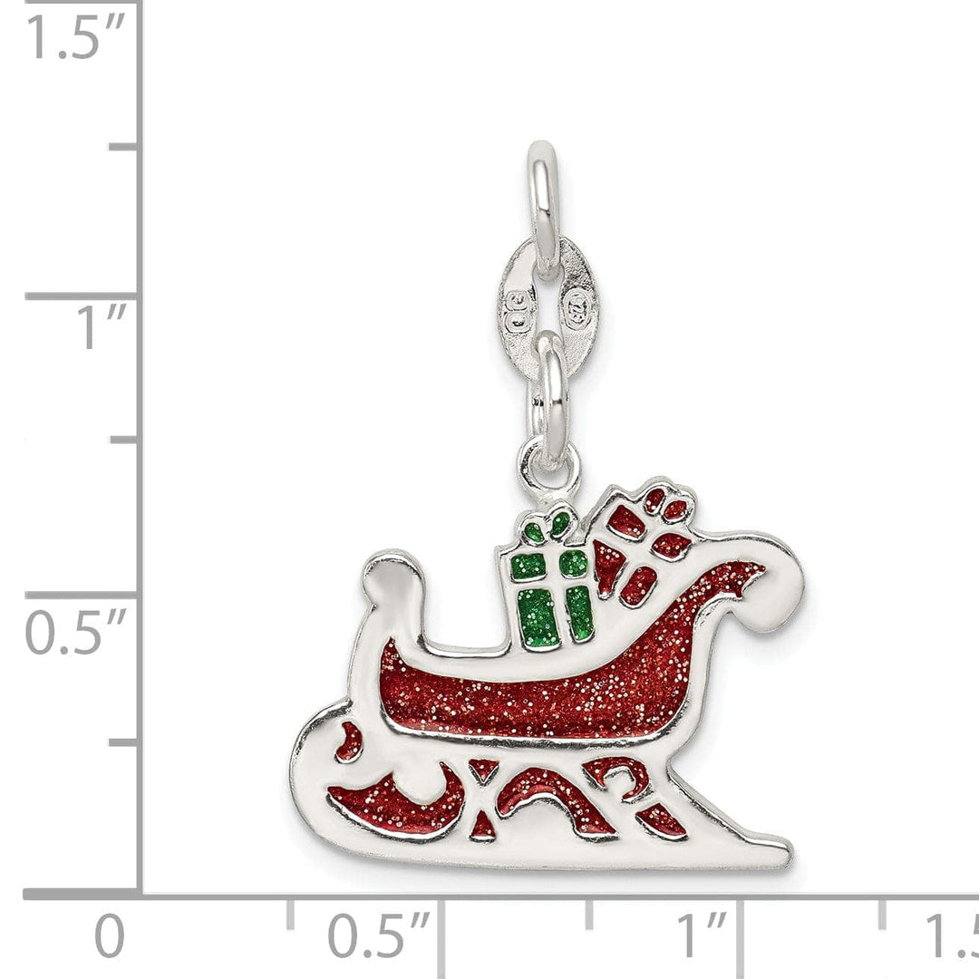 Lovely Rita's Pendants & Charms Sterling Silver Enameled Santa's Sled Pendant