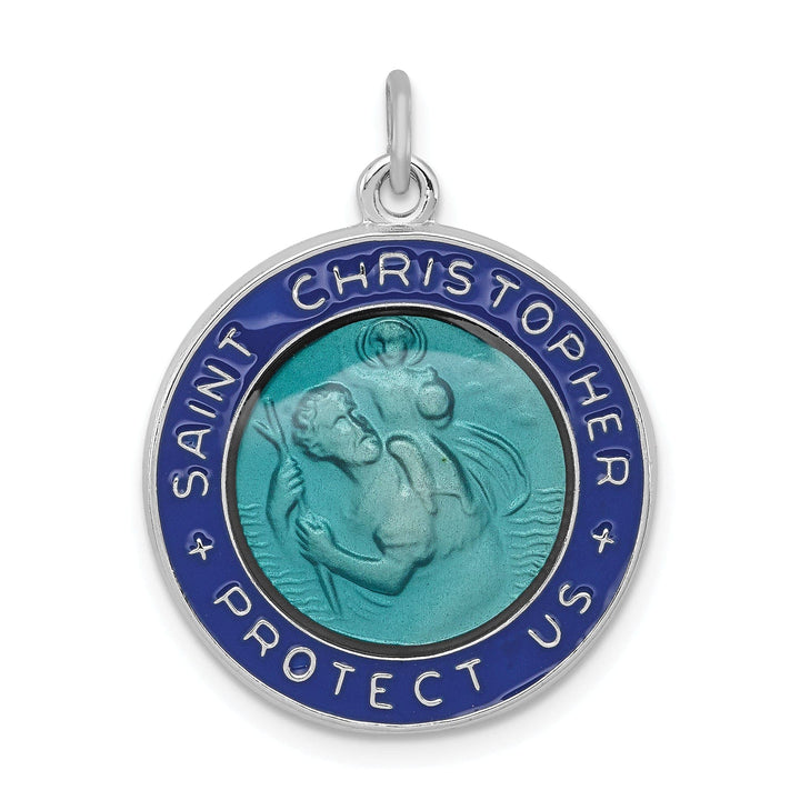 Lovely Rita's Pendants & Charms Sterling Silver Enameled St. Christopher Medal
