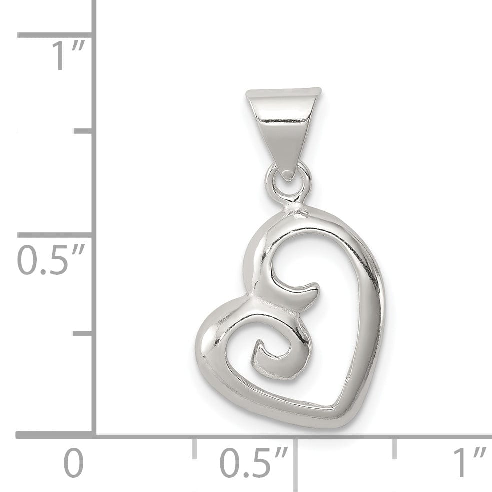 Lovely Rita's Pendants & Charms Sterling Silver Fancy Swirl Open Heart Pendant
